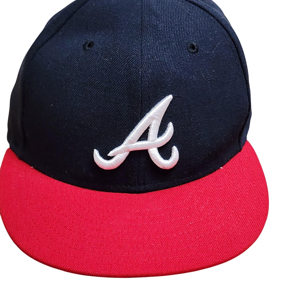 Atlanta Braves Hat Cap Fitted Mens 7 1/8 Blue Red MLB Baseball 59FIFTY New Era